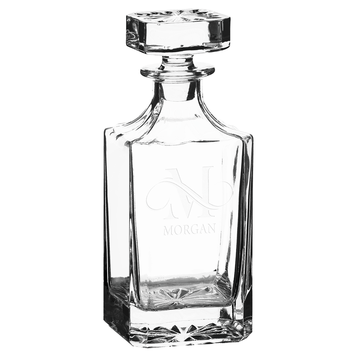 Memphis Etched Square Glass Decanter