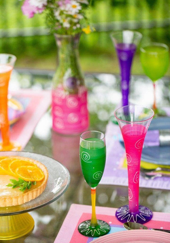 Peruvian Splendor Pink Hollow Flute Glasses