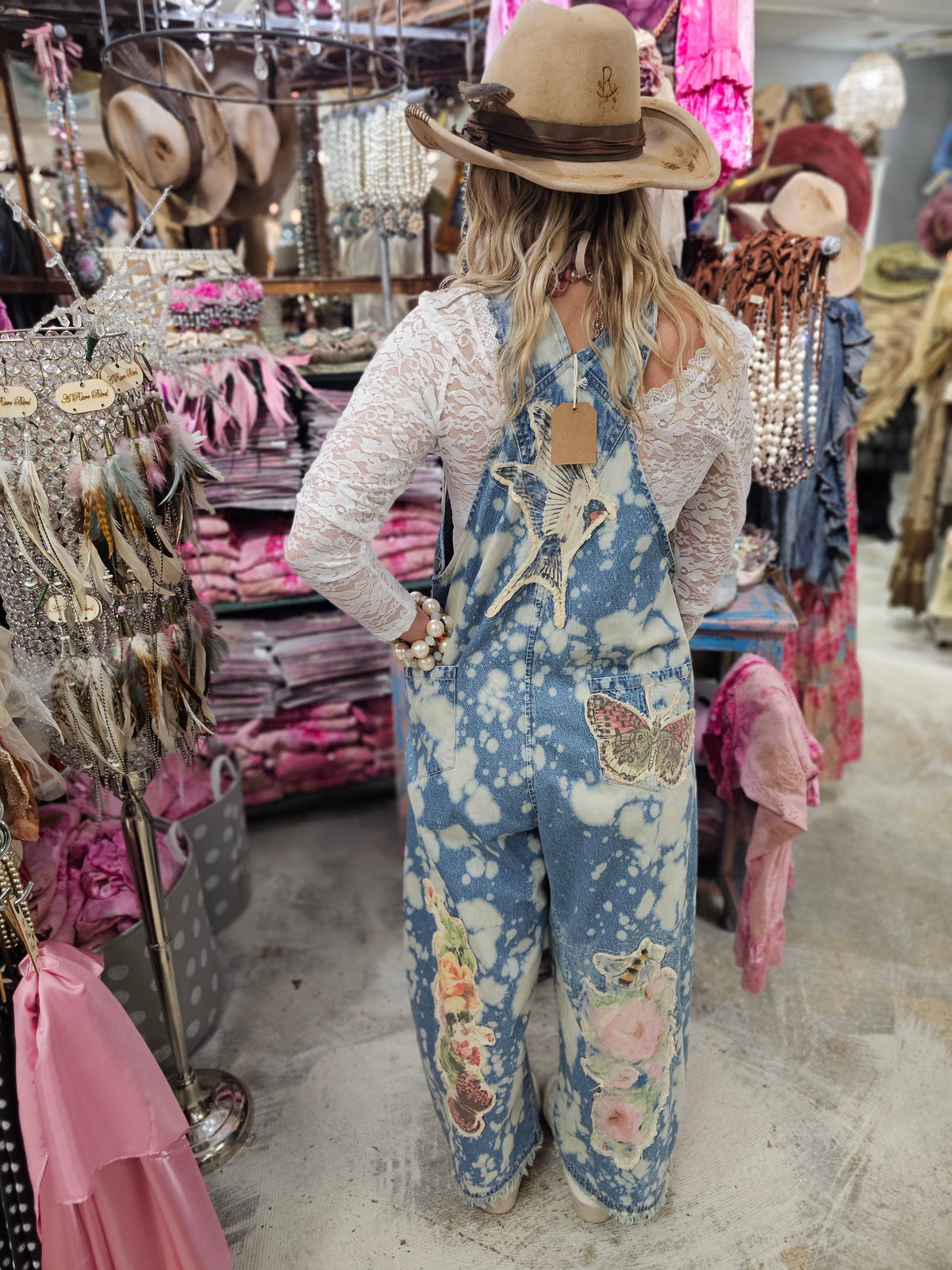 Vintage Butterfly Rose Overalls