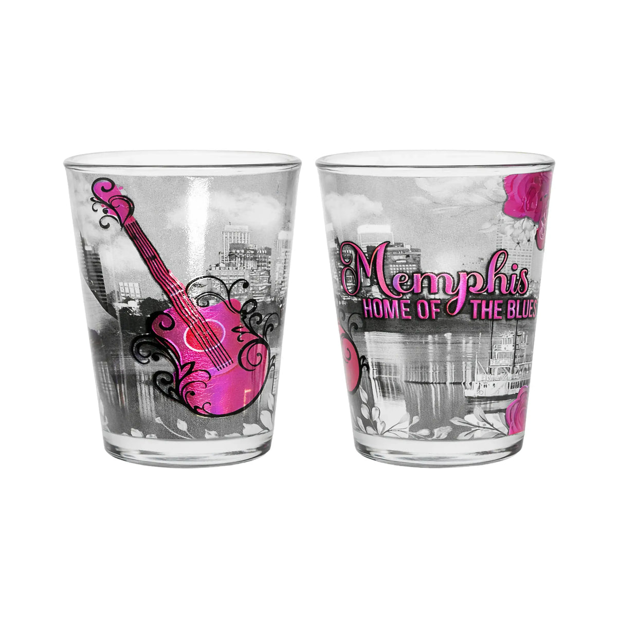 Memphis Shot Glass - Skyline Pink Roses