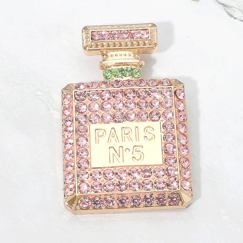 Rhinestone Pave PARIS N5 Perfume Bottle Pin Brooch