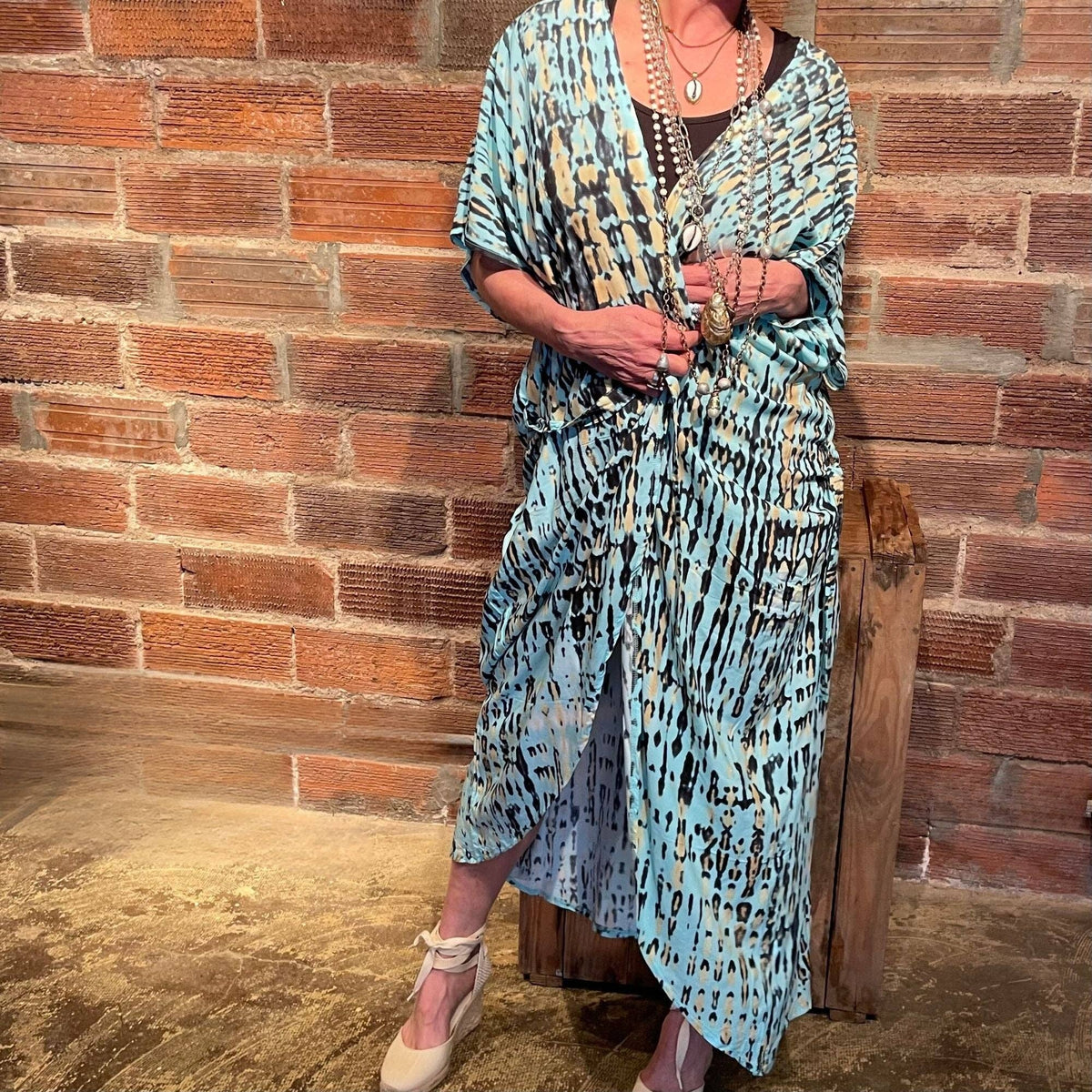 Summer Vibes Kimono Beach Cover Up - Blue Leopard