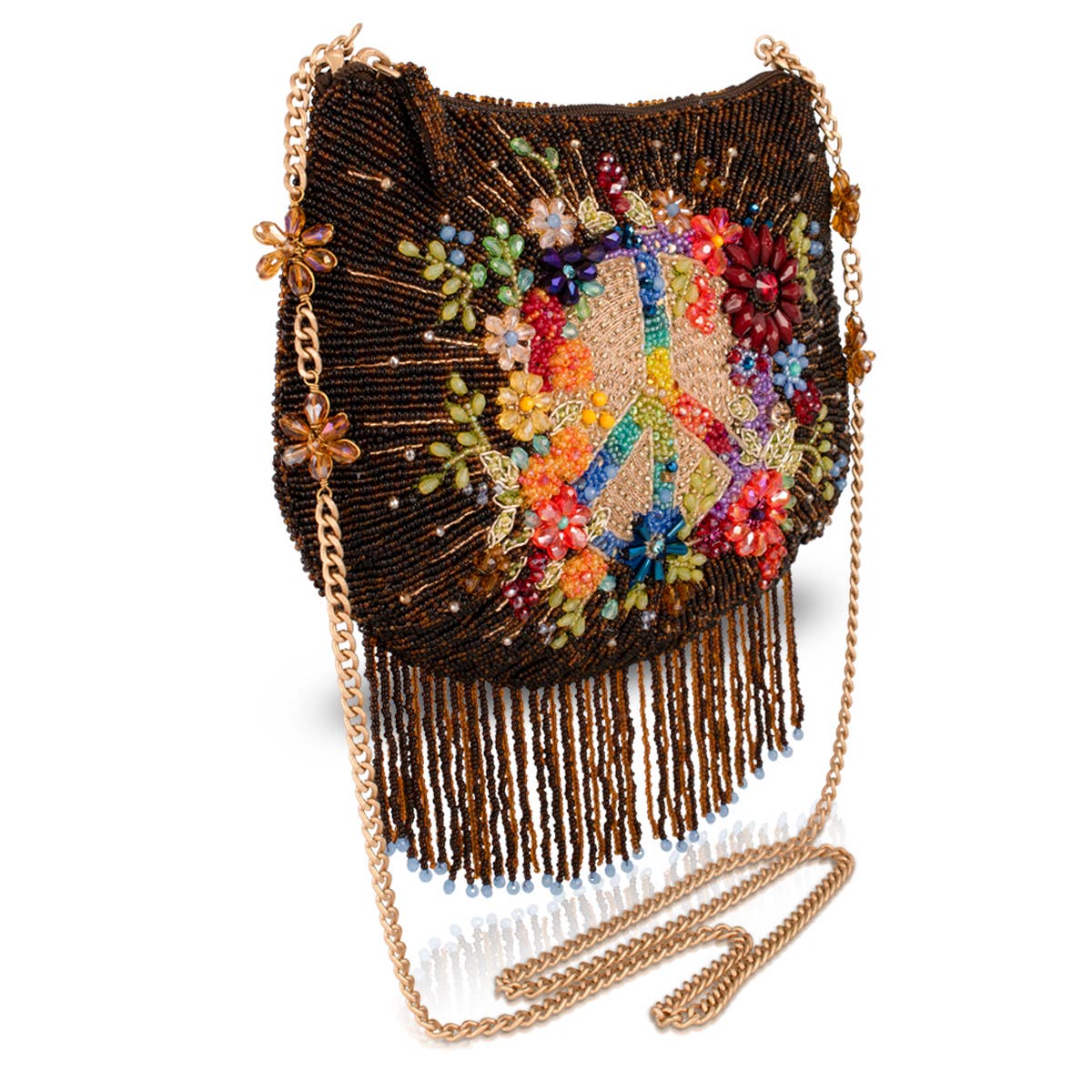 Peace &amp; Light beaded peace sign crossbody bag