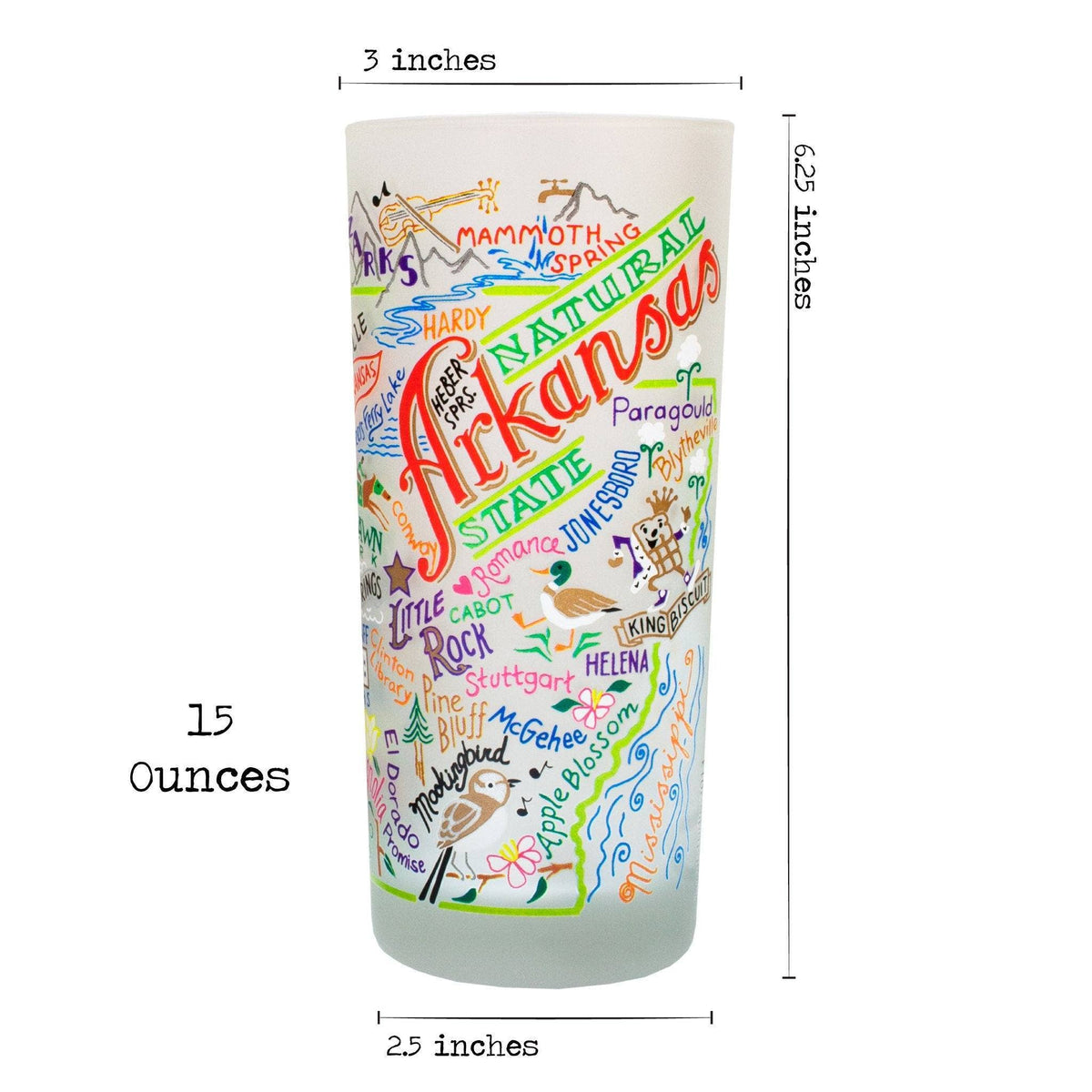 Arkansas Frosted Drinking Glass/ (Set of 2)