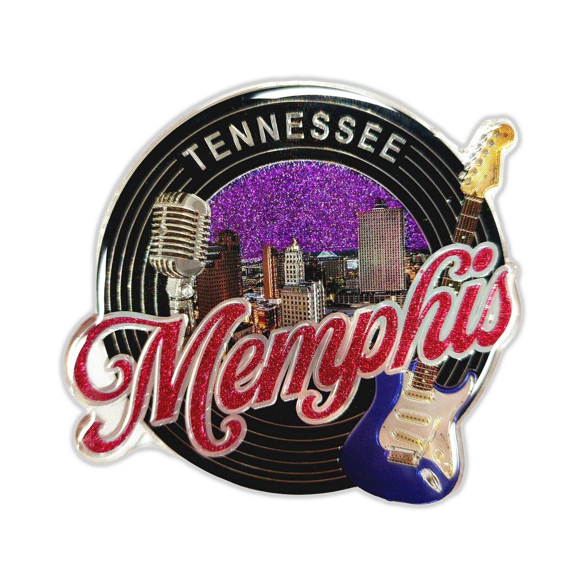 Memphis Sticker - Record Glitter Puffy