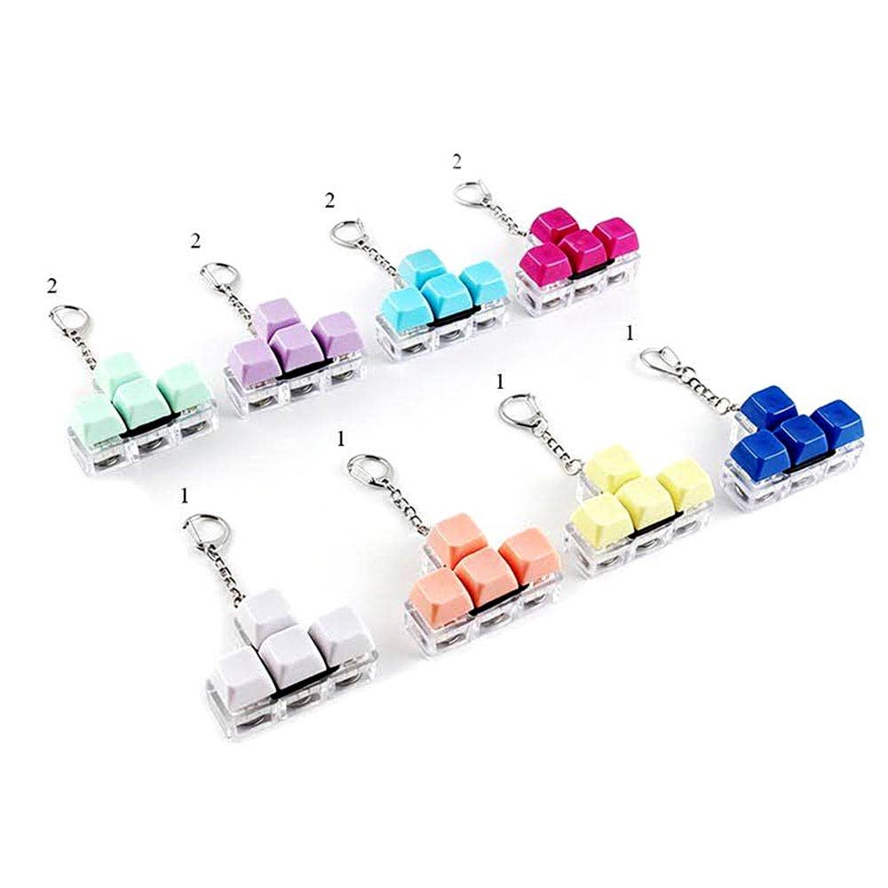 Light Up LED Stress Relief Mechanical Keyboard Switch Fidget Clicker Keychain Bag Charms