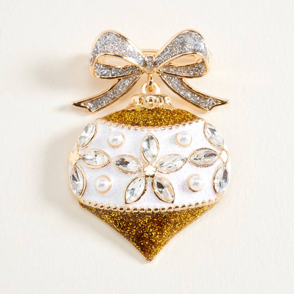 Christmas Bow Ornament Pin Brooch