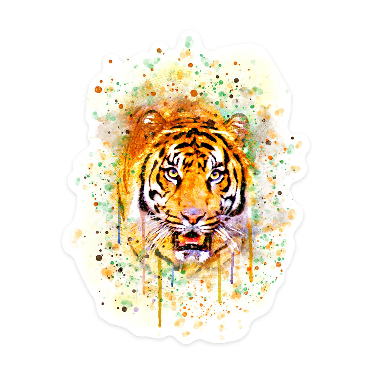 STICKERS Tiger Watercolor