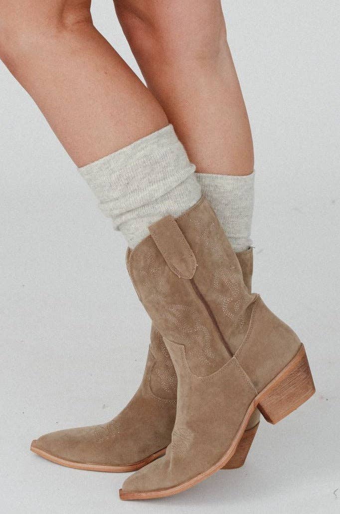 Birds Of A Feather Knee High Socks - Heather Gray: OS