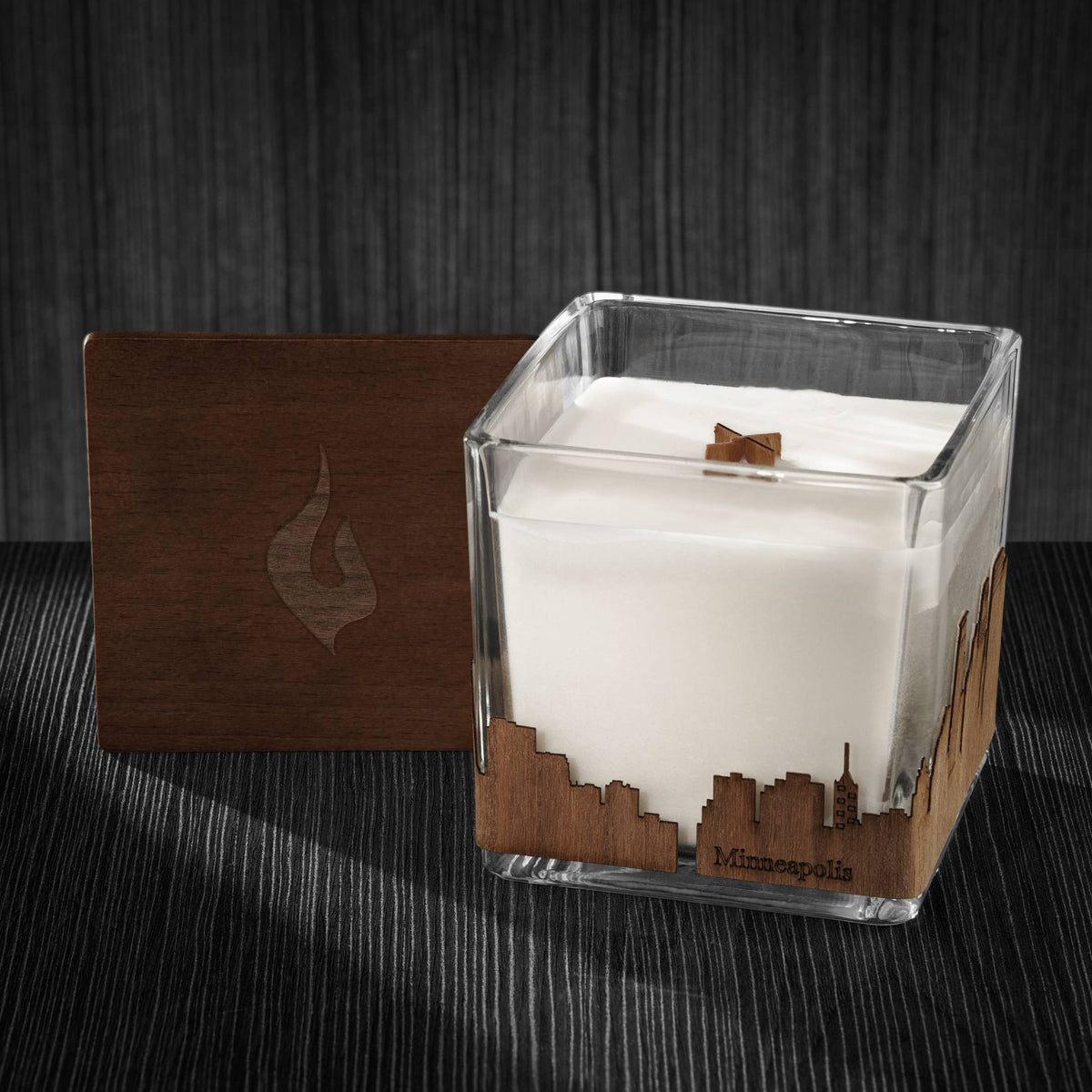 Wood Wrapped City Skyline Candle 4x4x4: Memphis Tennessee