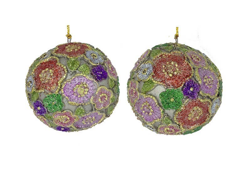 3" Beaded Petals Ball Ornament: Champagne Rose