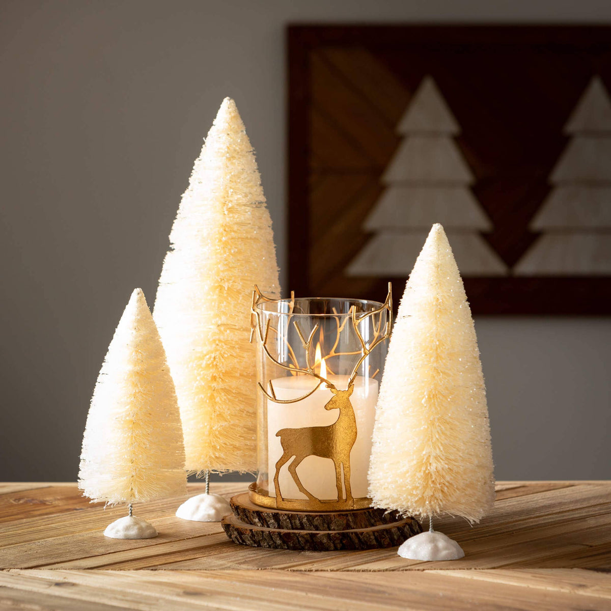 GOLD DEER PILLAR CANDLEHOLDERS