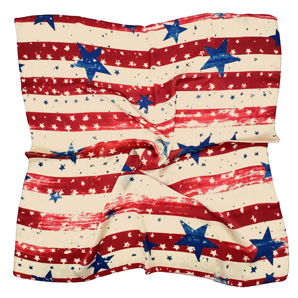 Vintage Patriotic American USA Flag Print Square Scarf