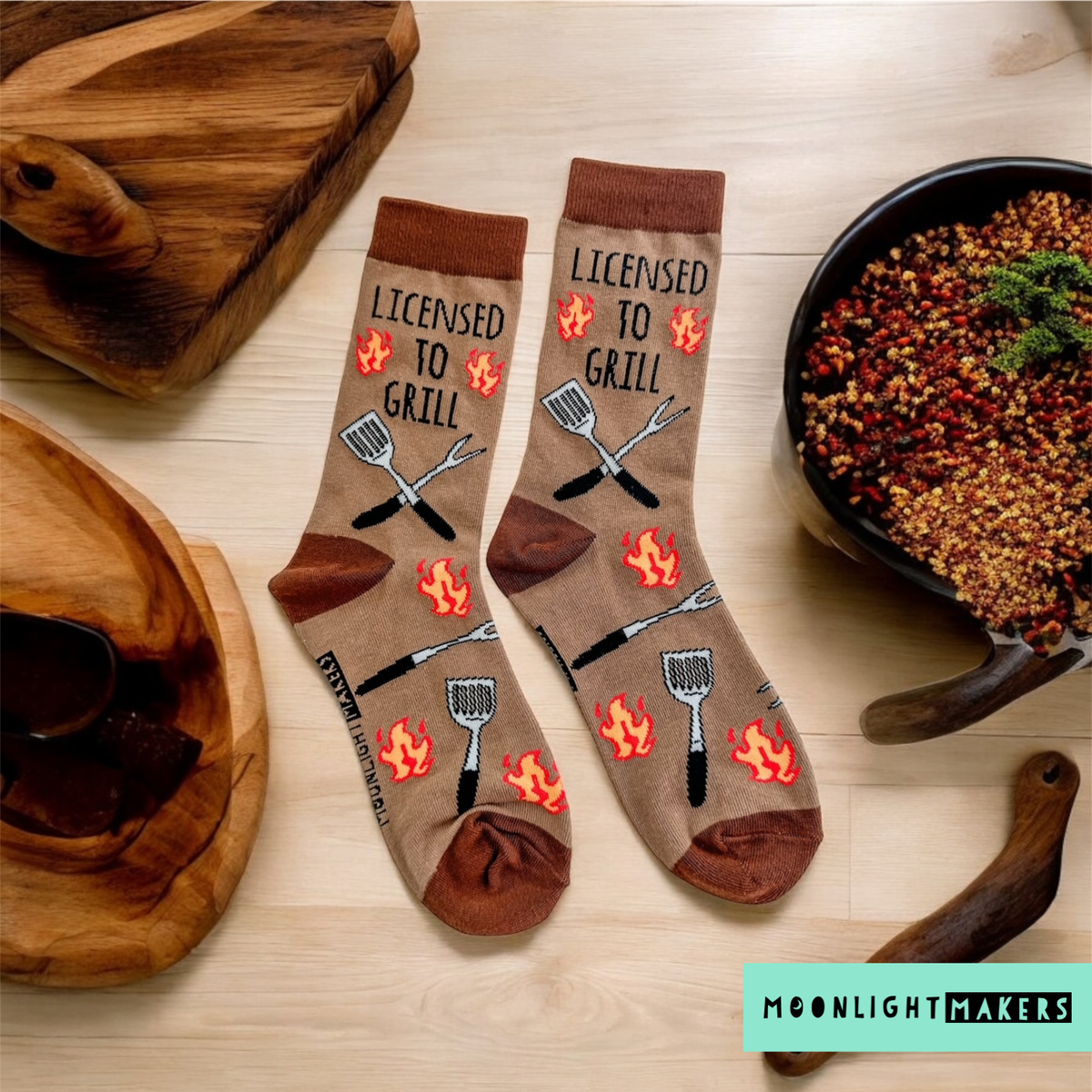 Licensed to Grill - Funny Unisex Socks - Father's Day, Gift
