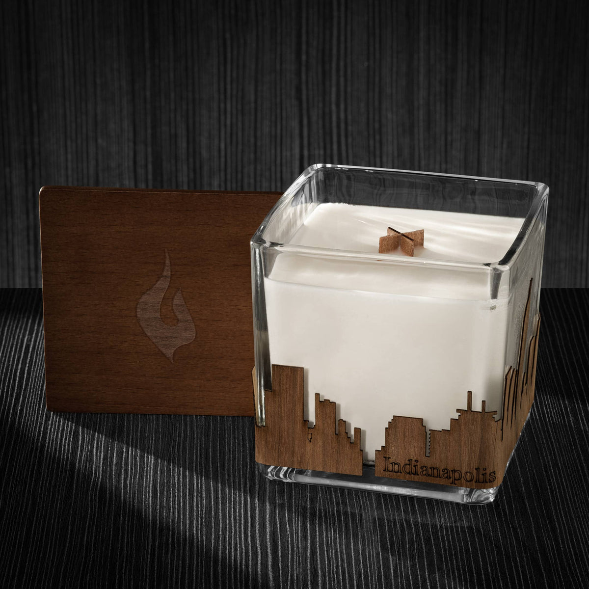 Wood Wrapped City Skyline Candle 4x4x4: Memphis Tennessee