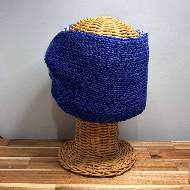 Royal Blue &amp; White Game Day Knit Headband, handmade in USA