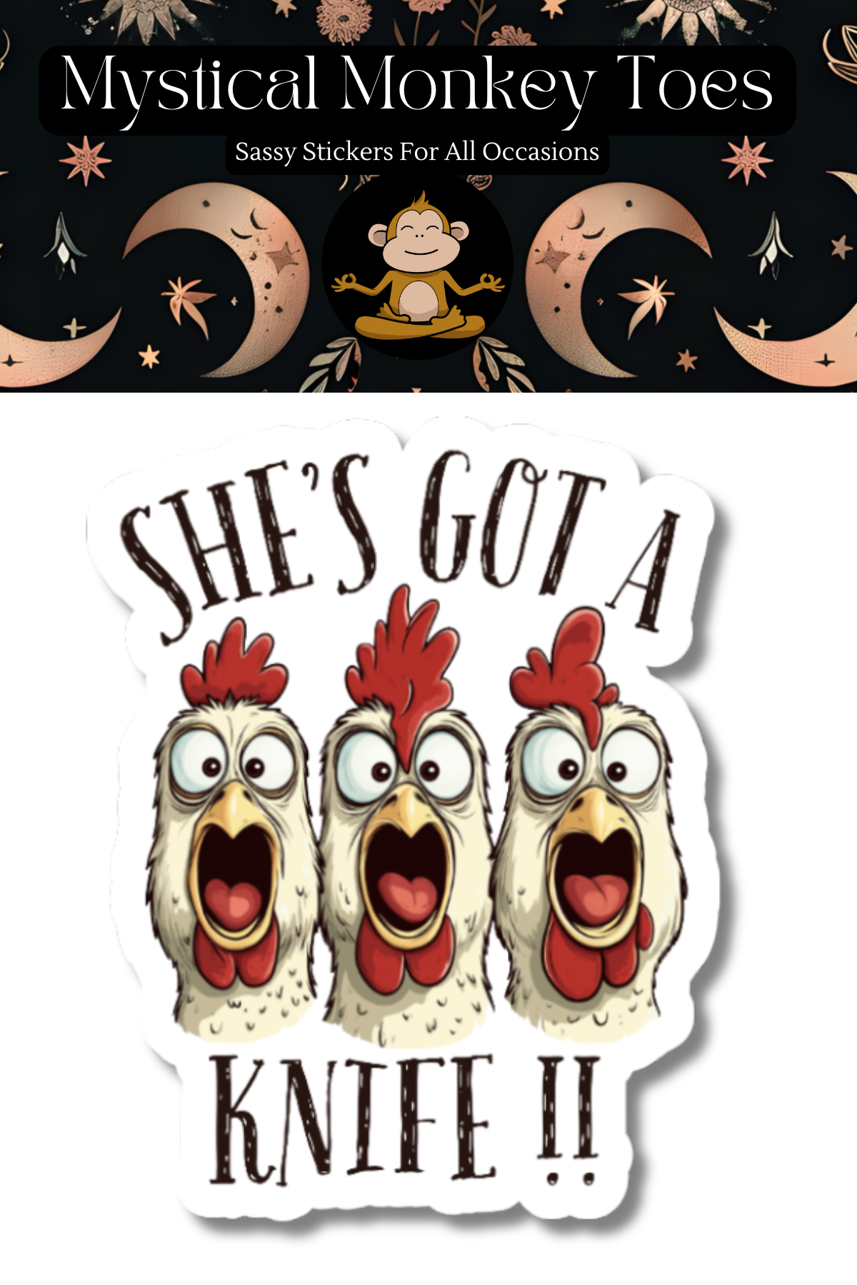 Funny She's Got A Knife Vinyl Sticker