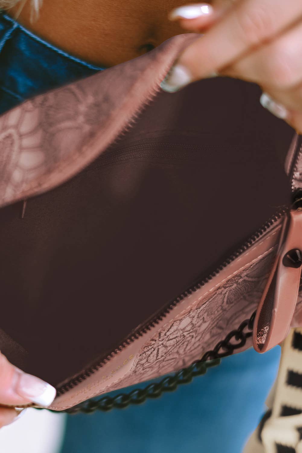 Colorblock Strap Chain Shoulder Bag With Coin Purse: White