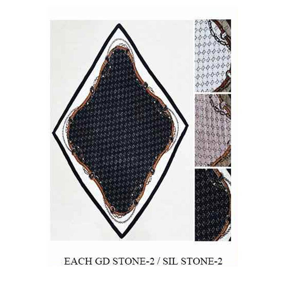 Silk Feel Rhinestone Embellished Geometric Print Multi Purpose Square Scarves
