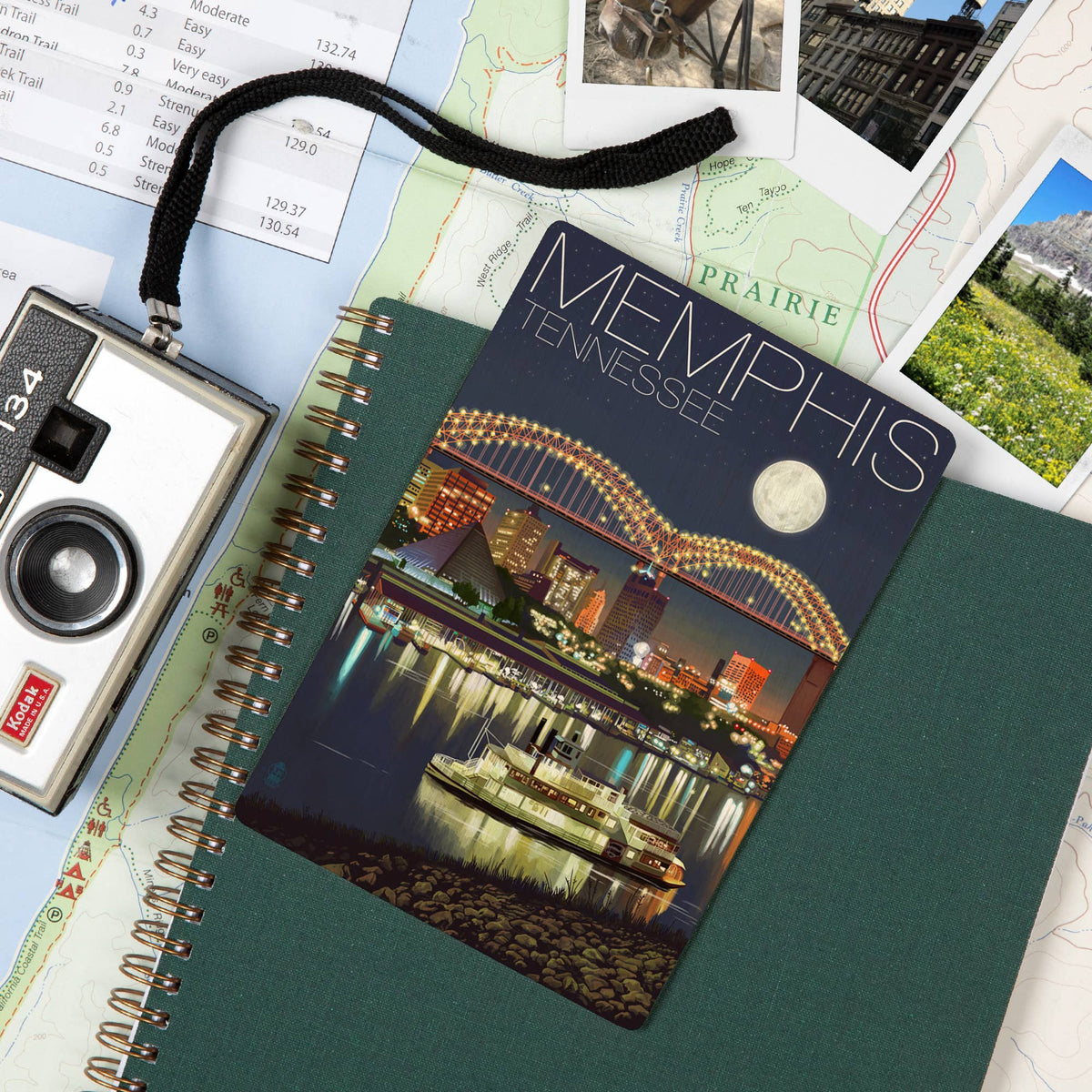 WOOD POSTCARD Memphis, Tennesseee, Skyline at Night