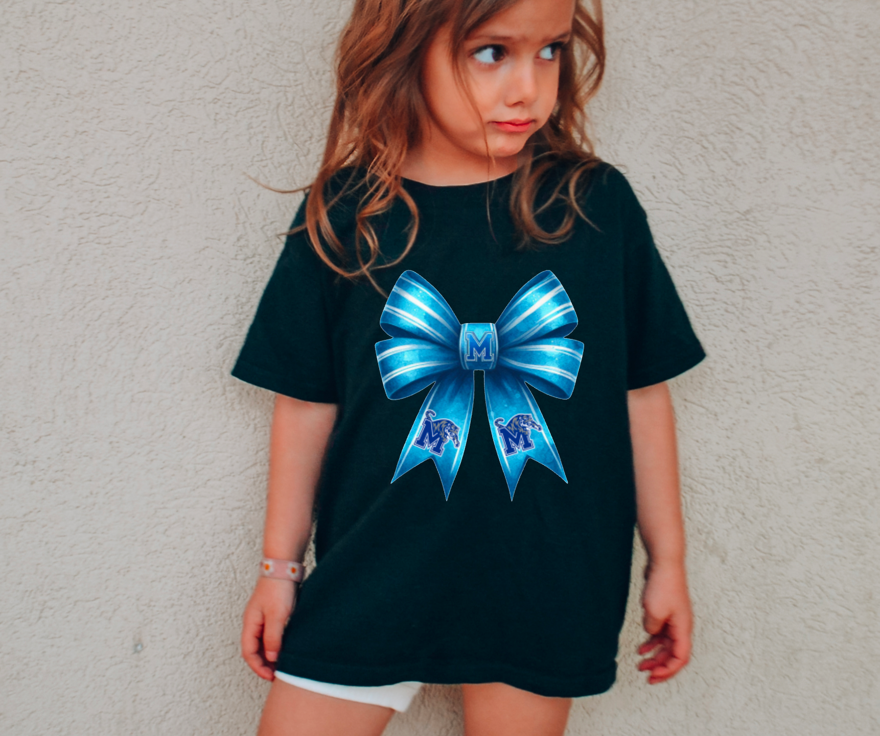  Toddler Memphis Tigers Coquette Bow Graphic Tee Football