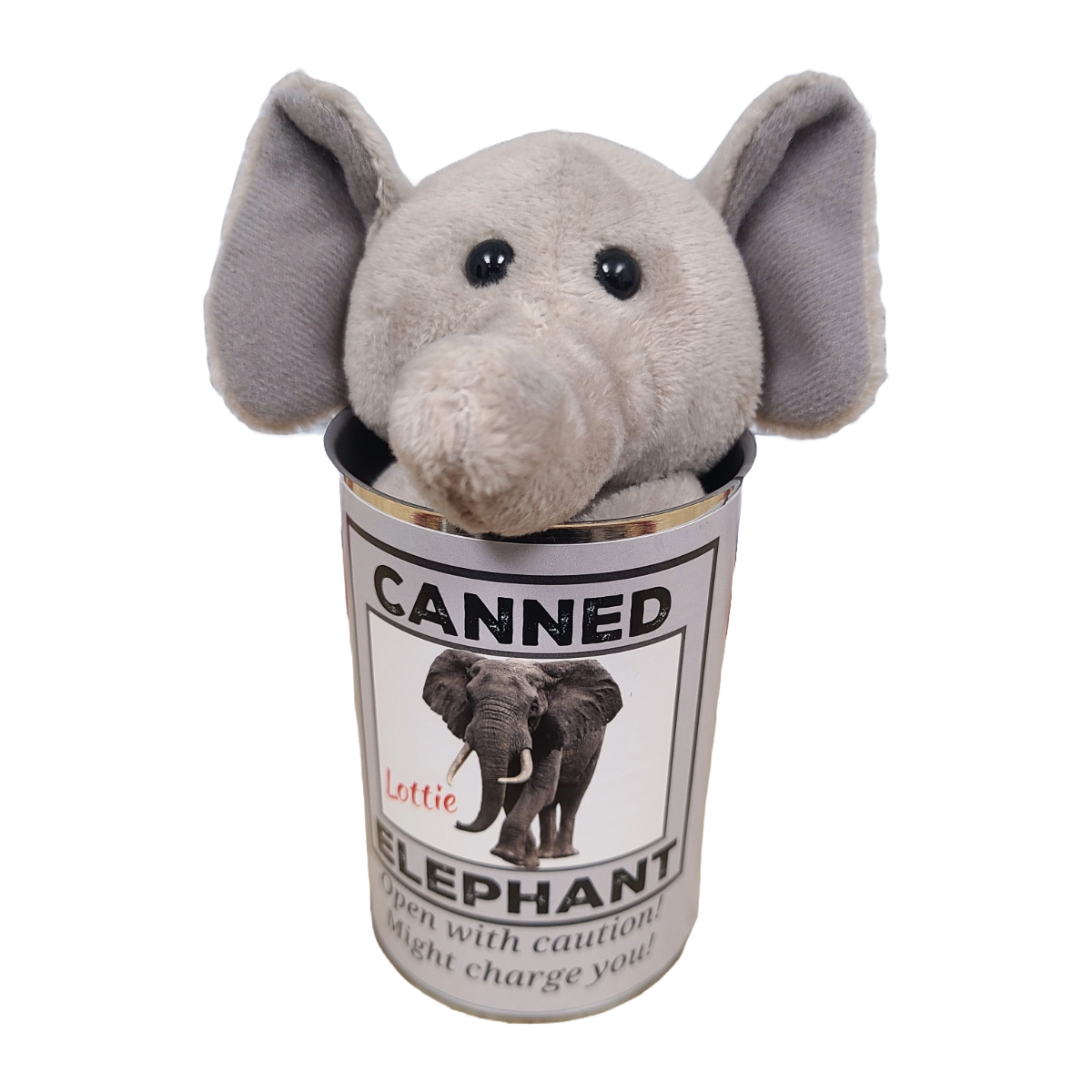 Lottie the Canned Elephant - Stuffed Animal Plush w/Jokes: Pop Top Lid