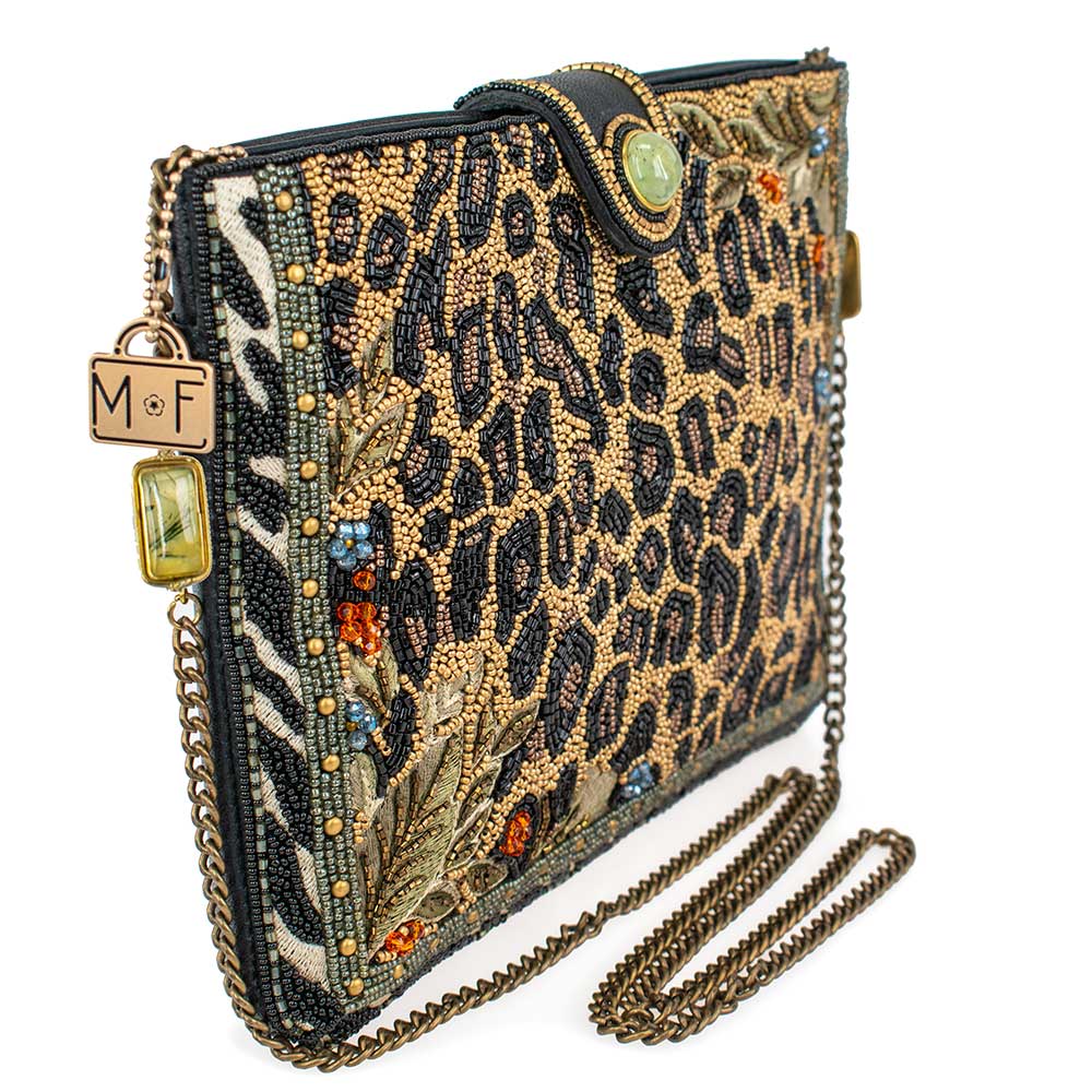 Untamed Beaded Animal Print Crossbody Handbag