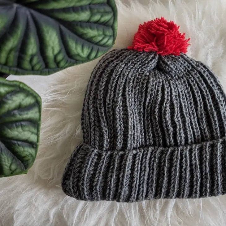 Plain Knit Bobble Hat -