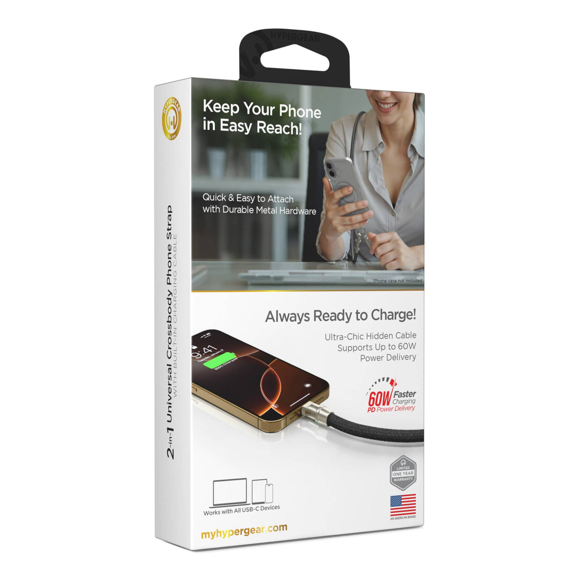 2-in-1 Universal Crossbody Phone Strap and Charging Cable