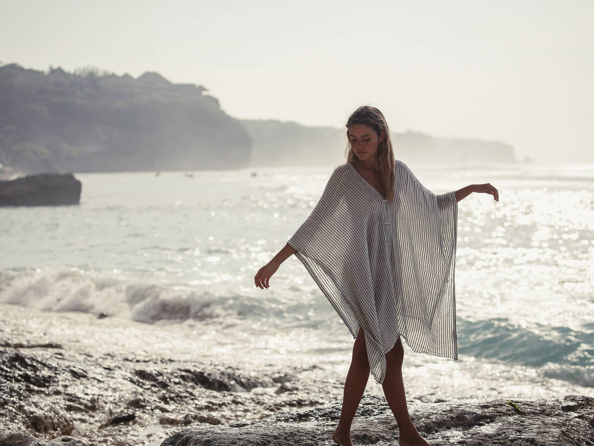 Ava Kimono - Black Stripes | 100% Turkish Cotton 100% Turkis: One Size / Black Stripes