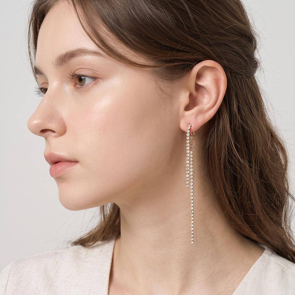 Rhinestone Fringe Drop Earrings