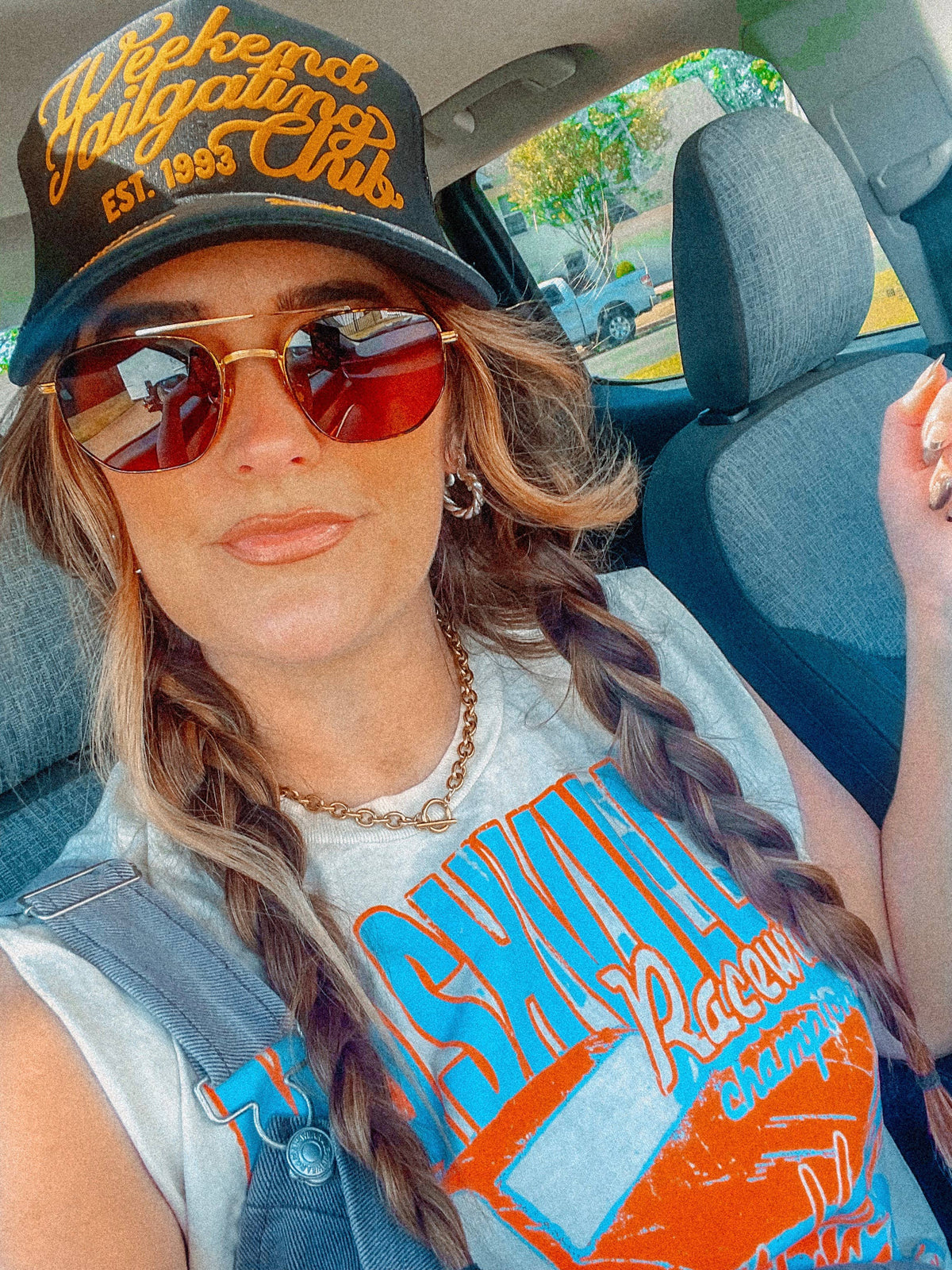 Weekend Tailgating Club, Game Day Trucker Hat: Black/Gold Leaf