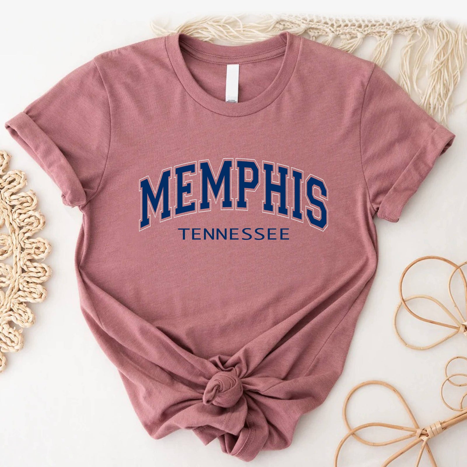"Memphis Tennessee" Travel Typography Women's Jersey Tee