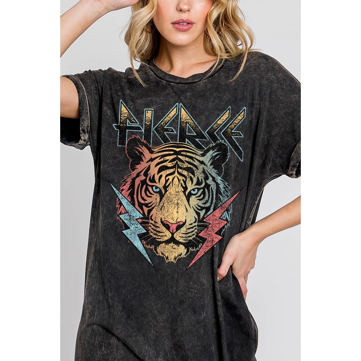 FIERCE TIGER FACE MINERAL GRAPHIC DRESS