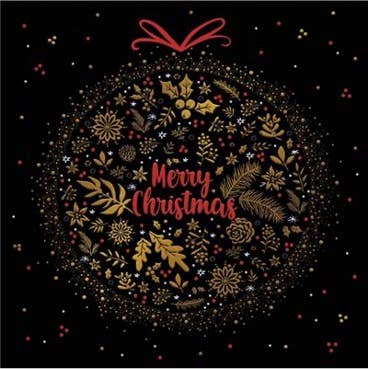 Merry Christmas on Black Lunch Napkins - Christmas Napkins