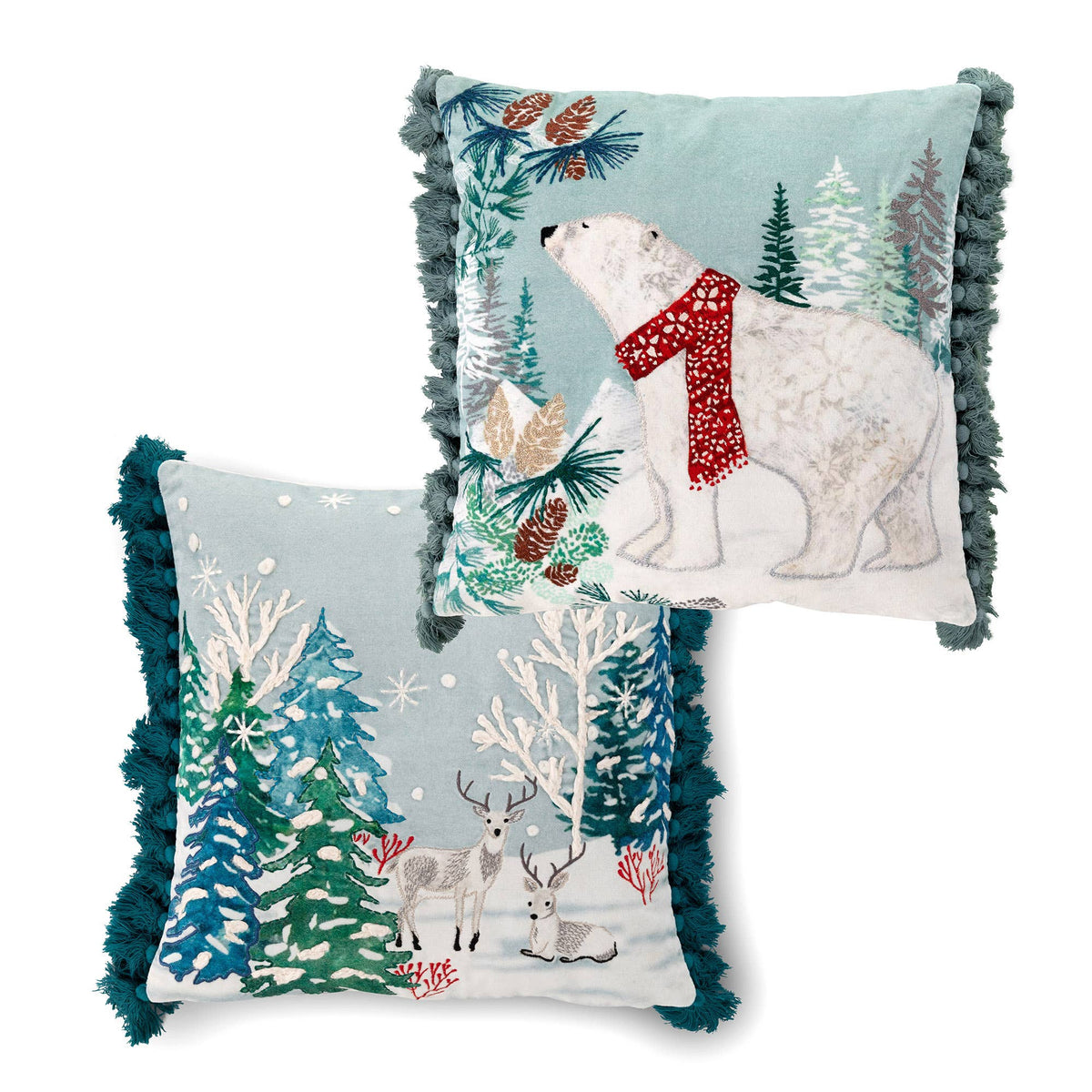 Alpine Forest Pillow with Tassels