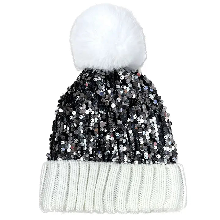 POM POM SEQUIN BEANIE  (REALLY NICE)