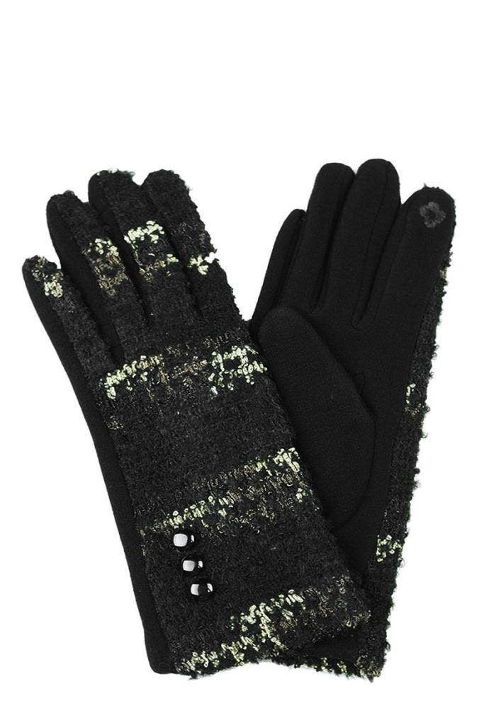 Elegant Black Tweed Winter Gloves