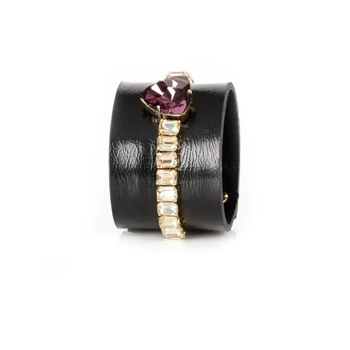 Midnight Empress Crystal Leather Cuff