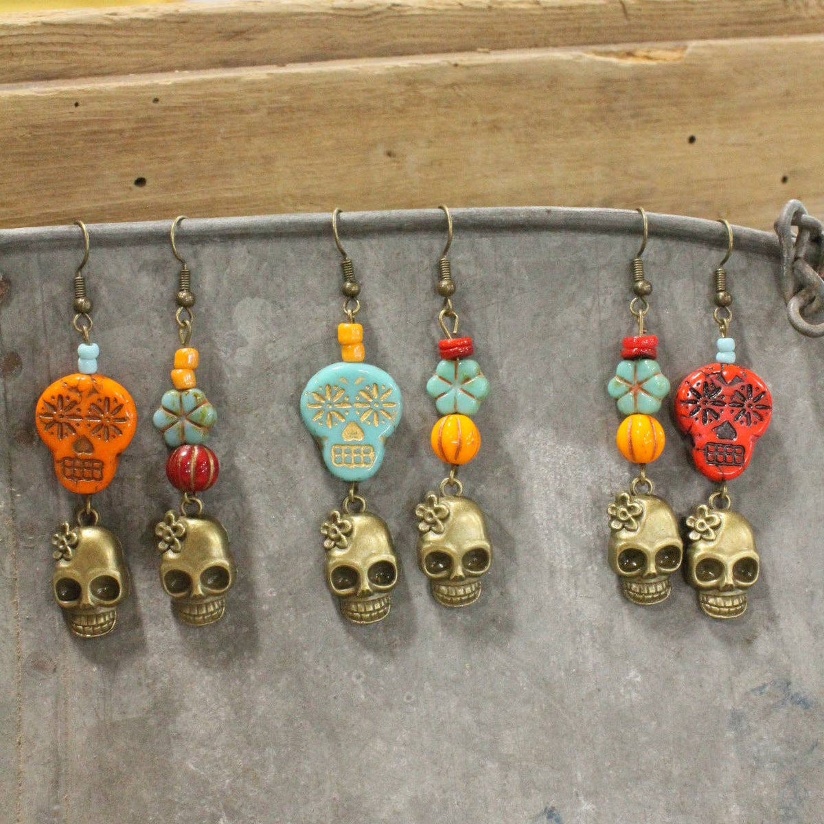 Wacky &amp; Fun Skull Dangle Drop Earrings