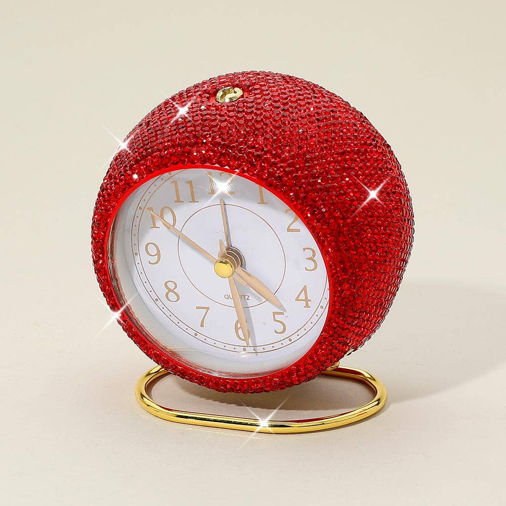 Light Up Bling Rhinestone Studded Quartz Table Clock