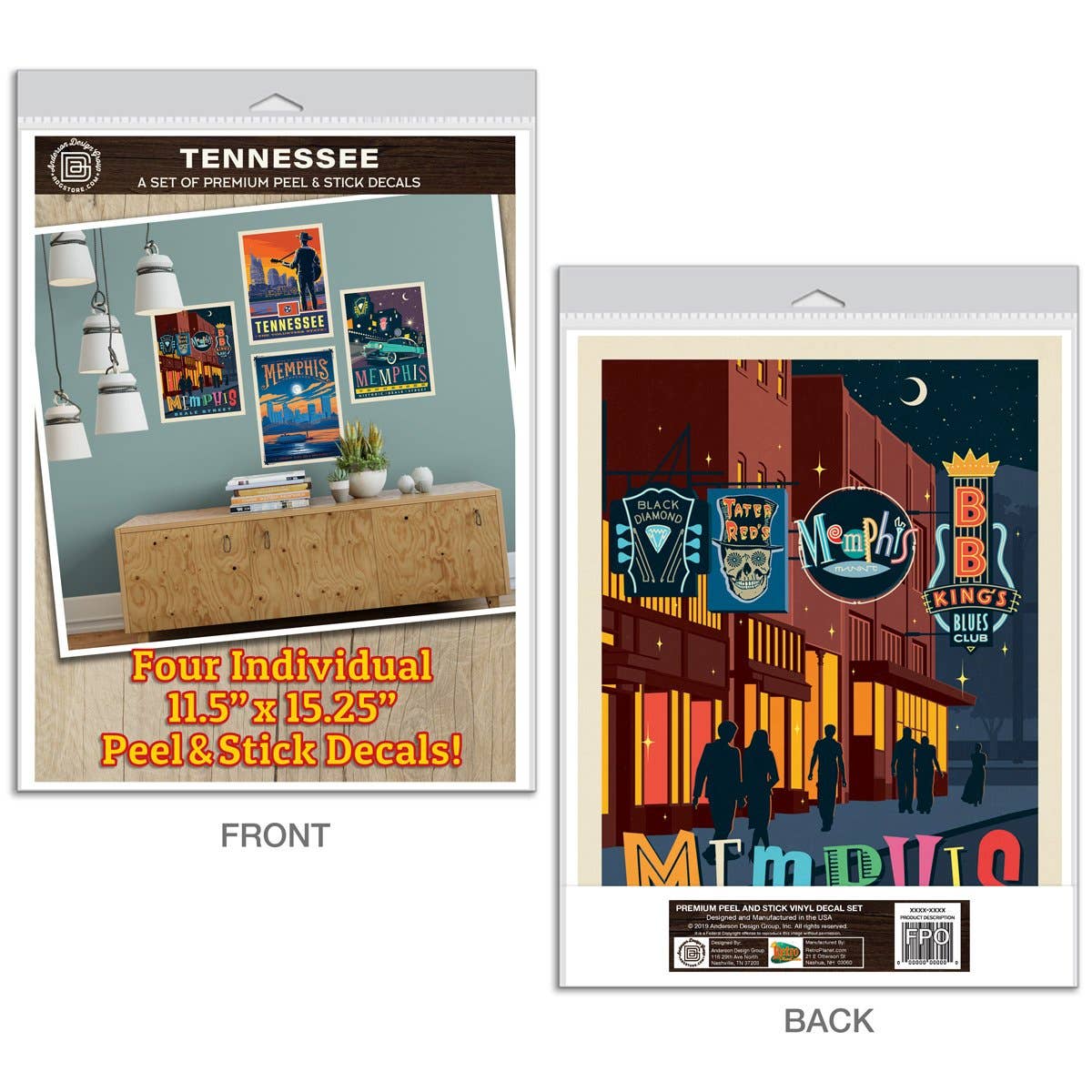 Memphis Tennessee Wall Decal Set of 4