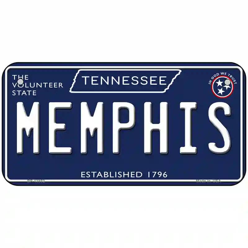 Memphis Tennessee Blue Novelty Metal License Plate Tag