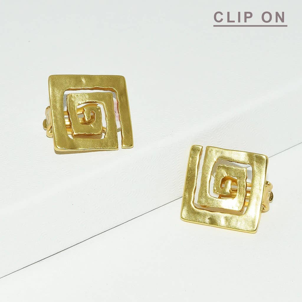Square spiral clip on: Gold
