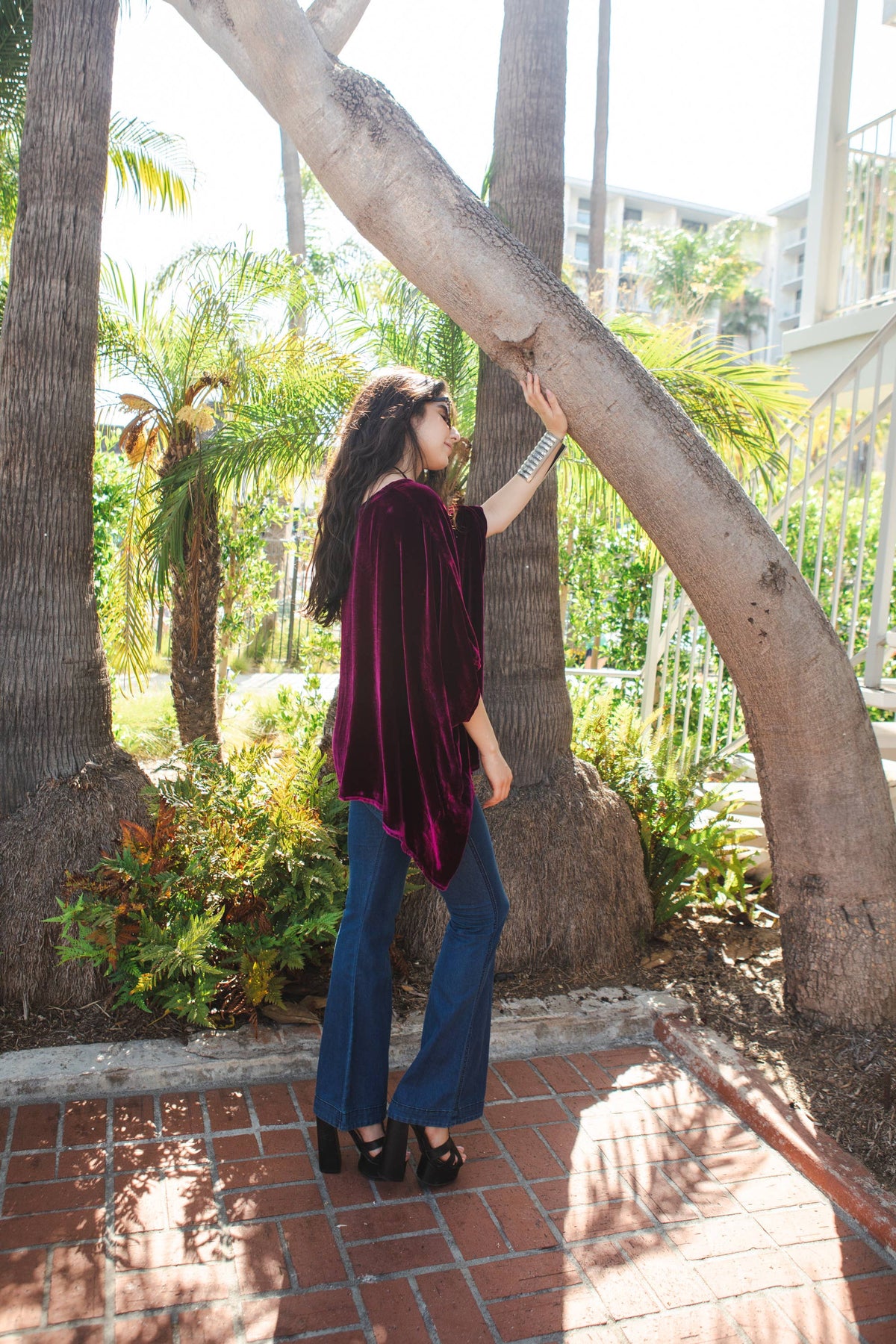 Plumberry Silk Velvet Scarf Top