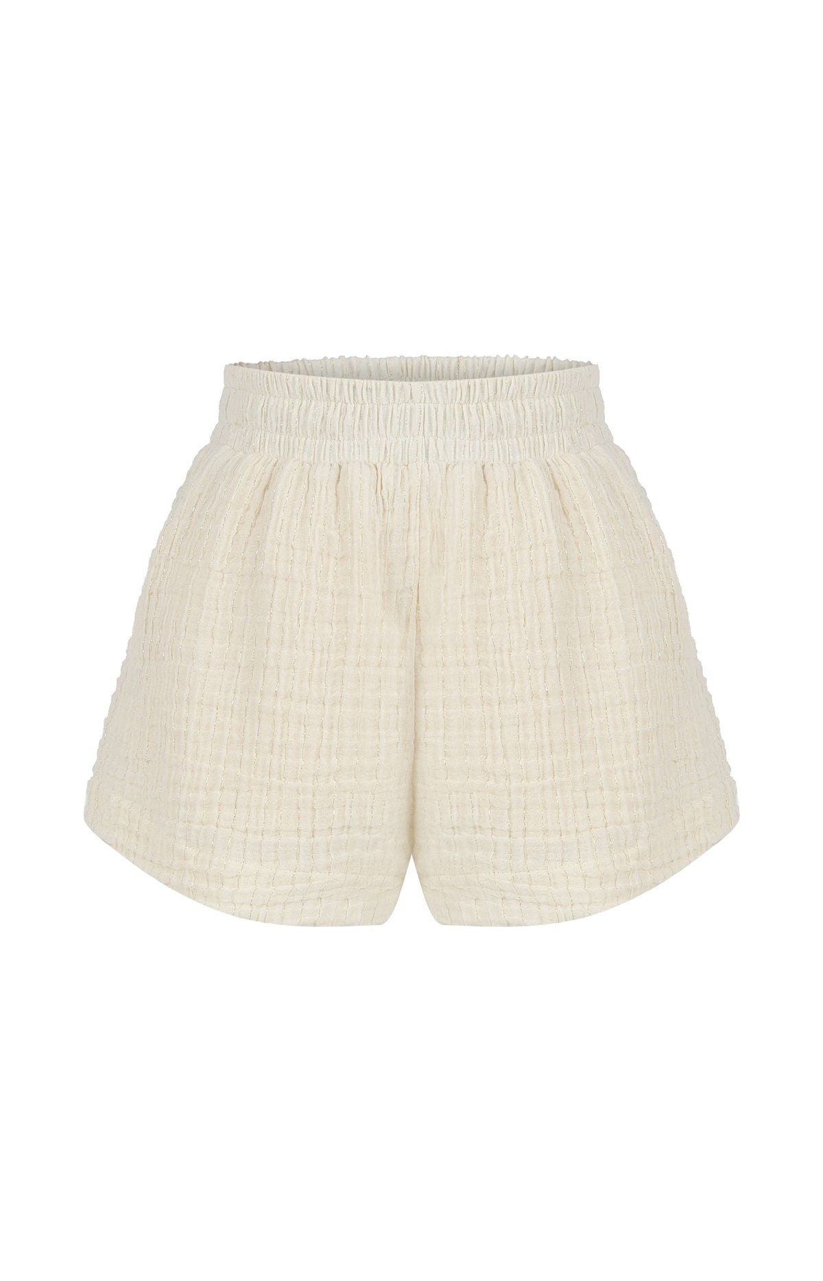 Echo Boy Short - Natural with Gold Stripes | 100% Turkish Co: Small/Medium / Natural with Gold Stripes