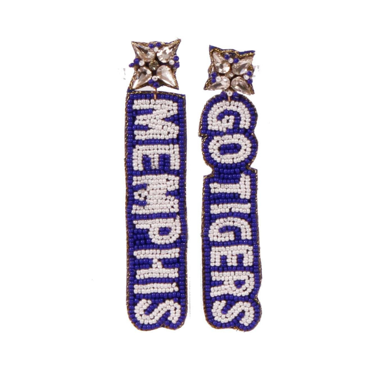 Memphis Tigers Beaded Earrings in Royal and White
