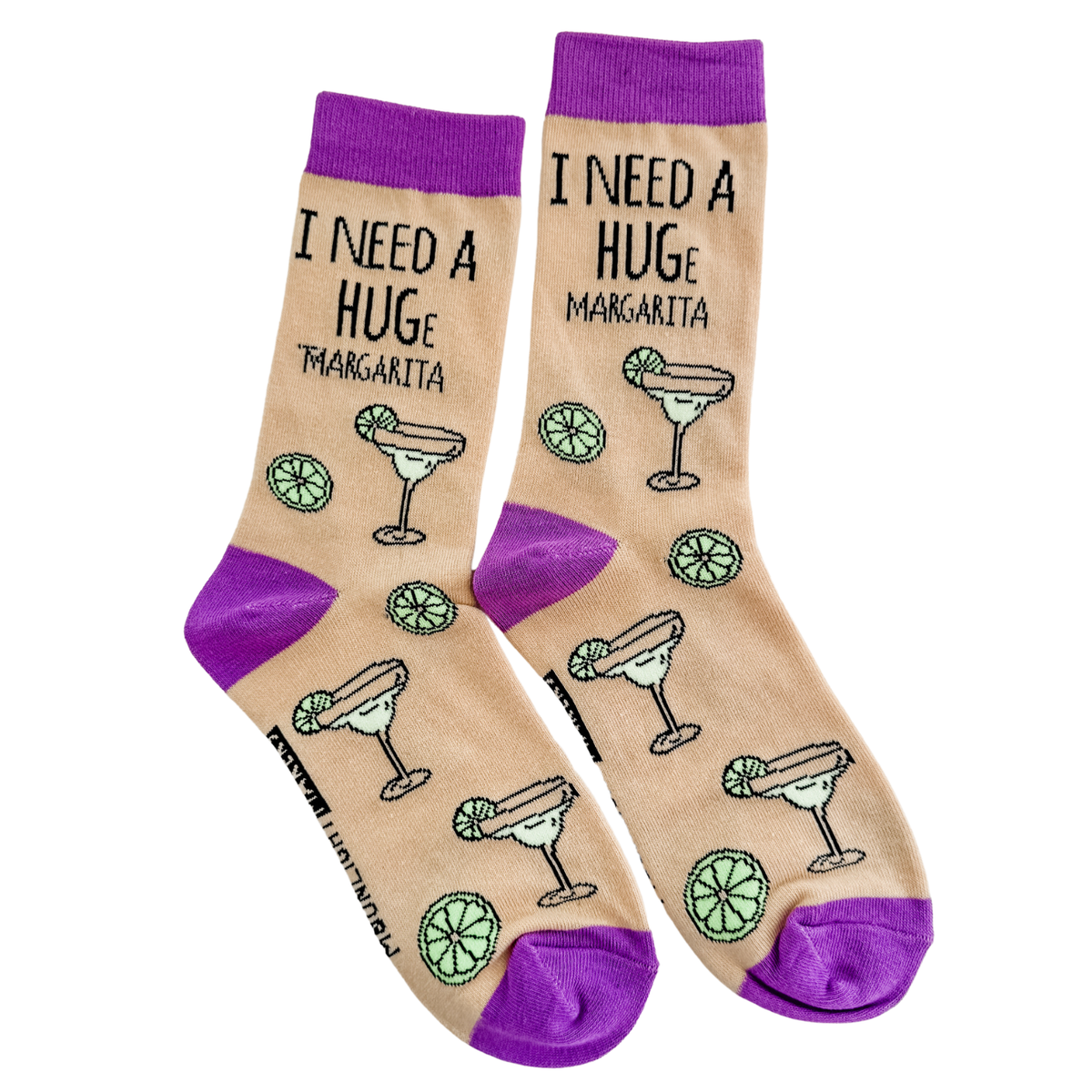I Need a HUGe Margarita - Funny Unisex Socks - Tequila, Gift