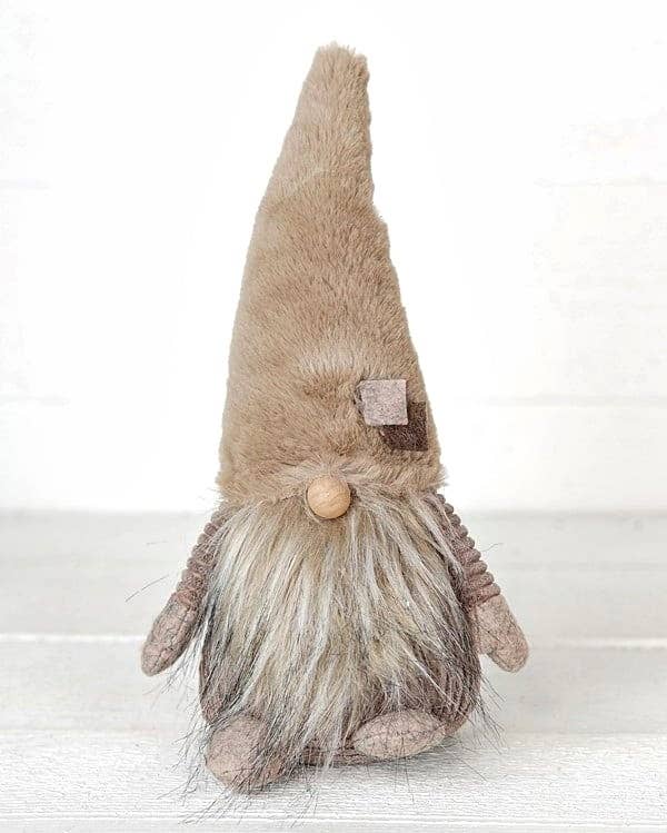 KNOME-13" H X 7" W-BROWN CORDUROY OUTFIT, FUR HAT
