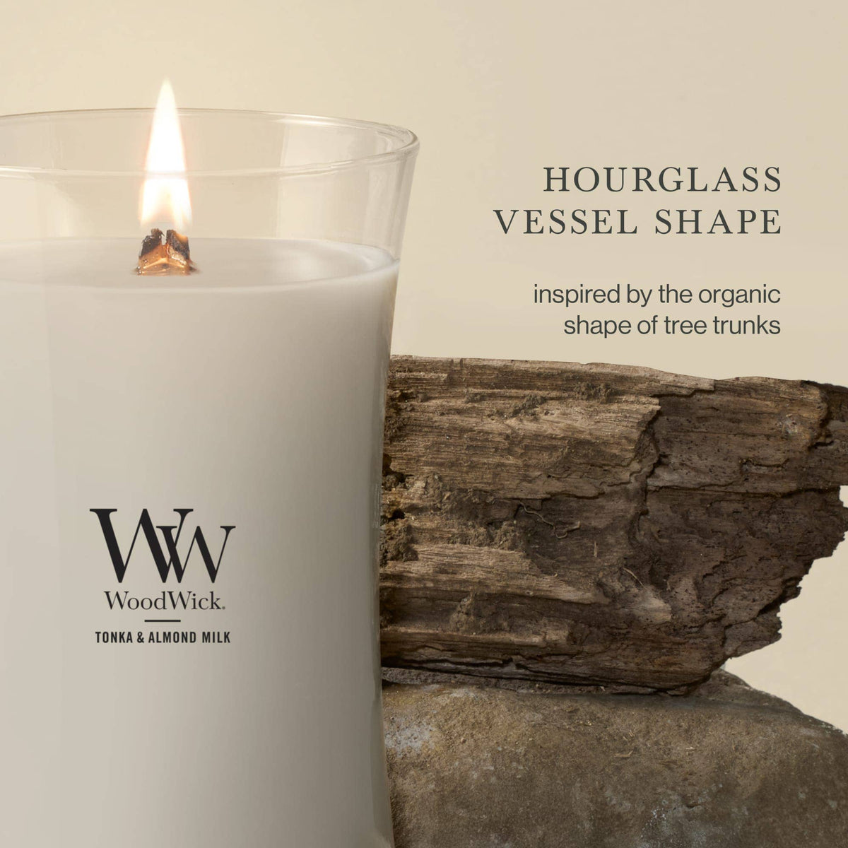 Tonka &amp; Almond Large Hourglass Candle, 21.5 oz